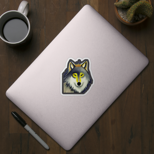 A retro wolf artwork by Mkt design